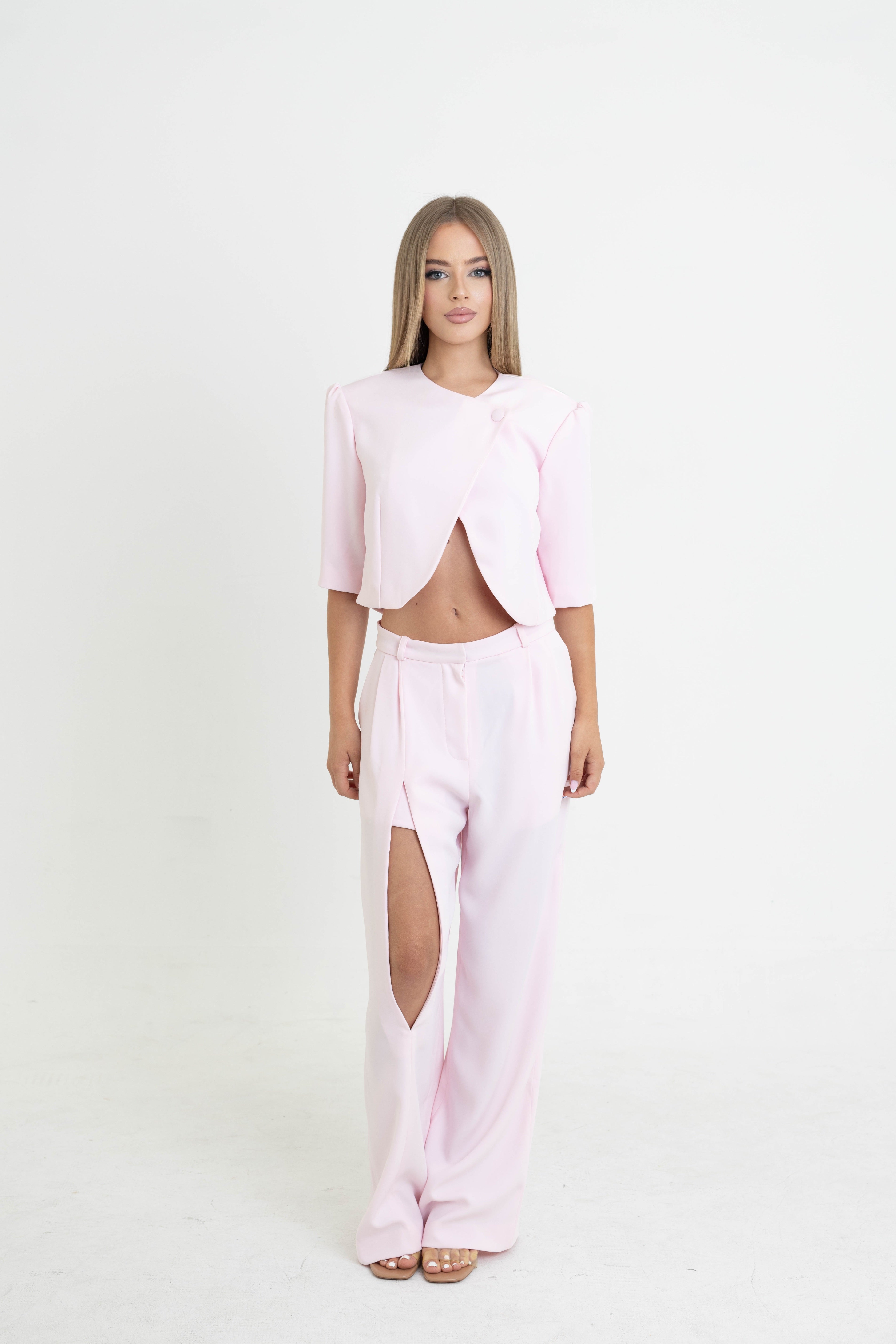 Blush Cropped Blazer Set