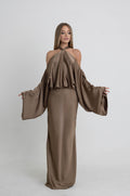 Mocha Satin Maxi Set