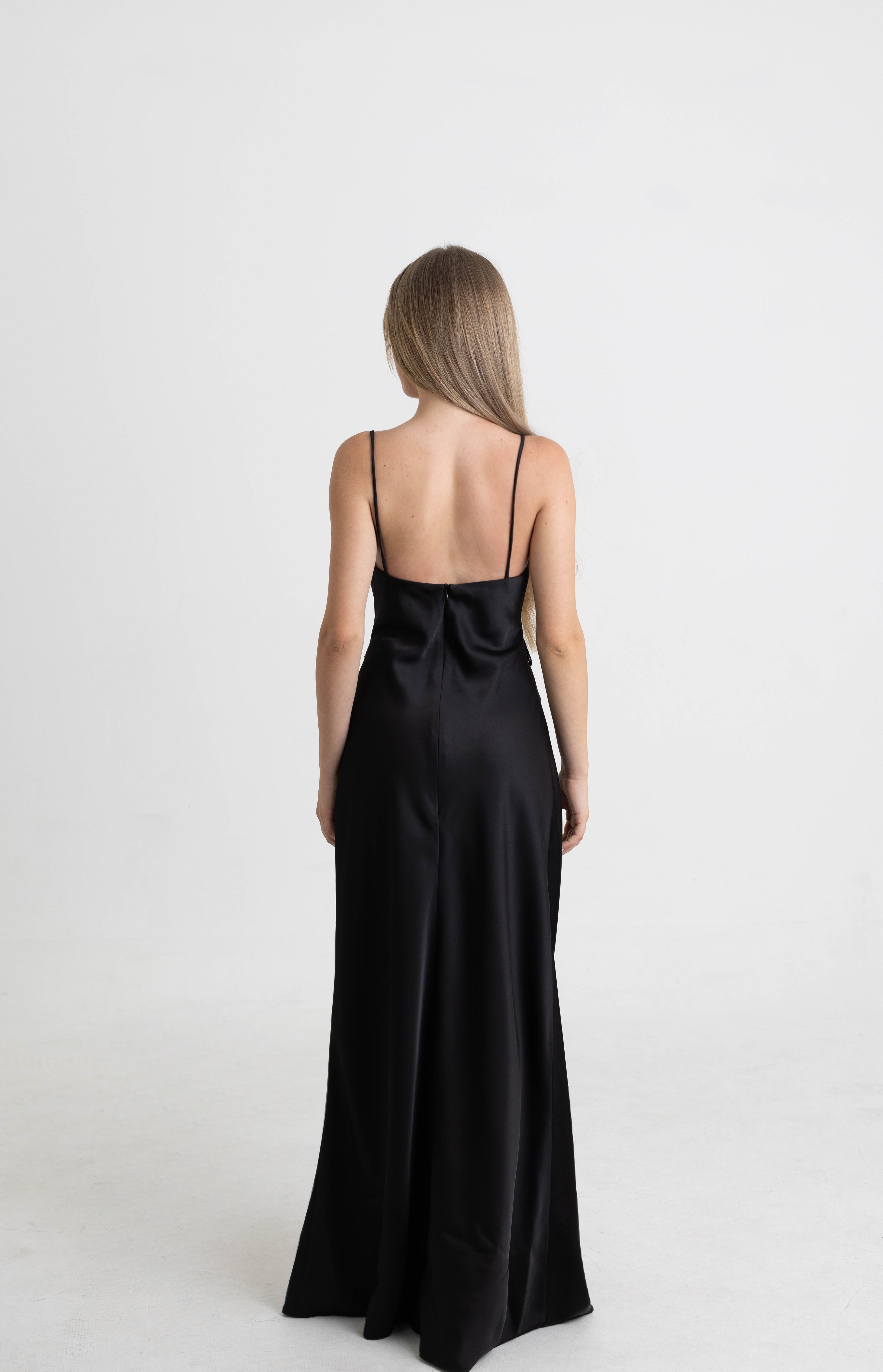 Noir Lace Satin Dress
