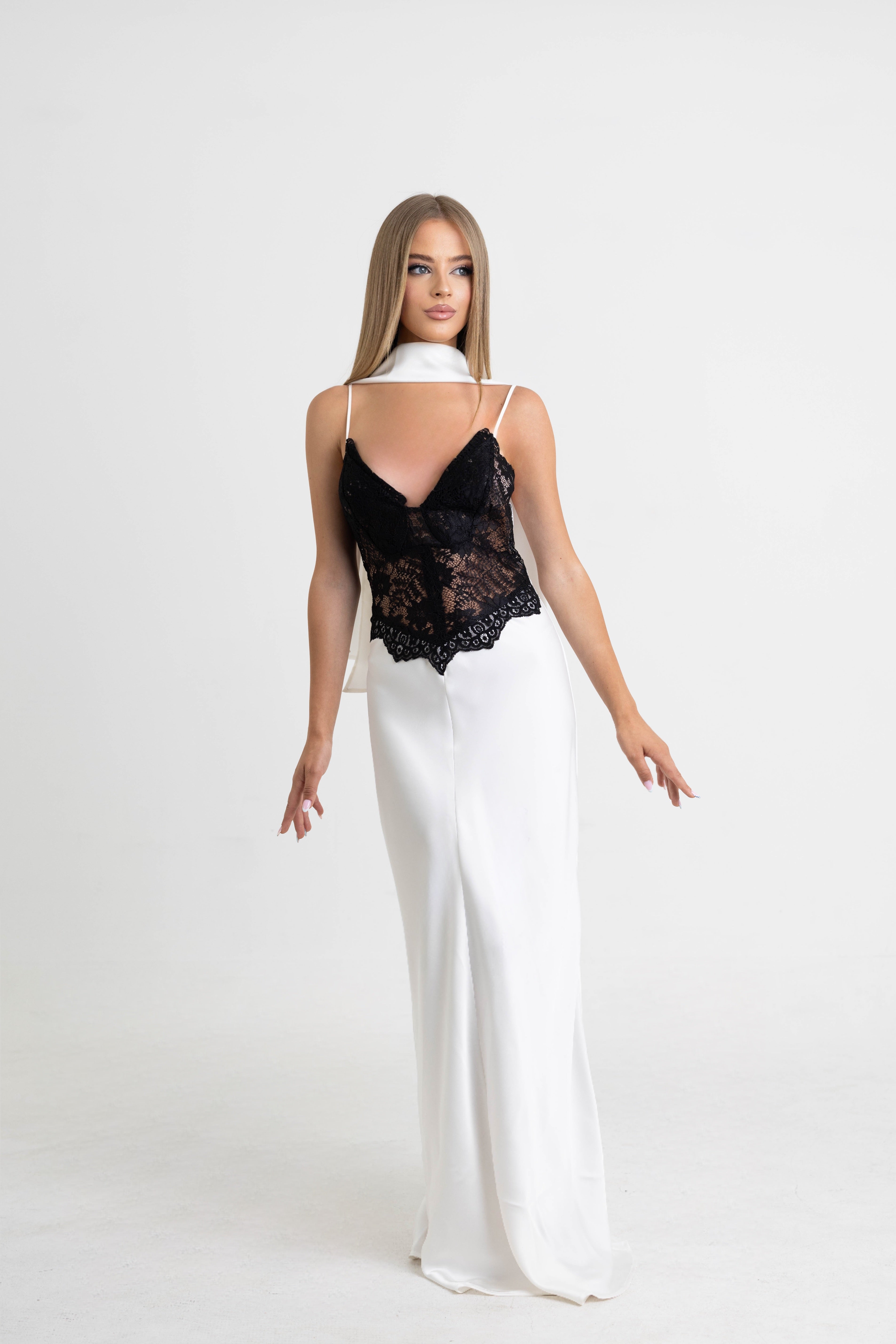 Ivory Lace Satin Dress