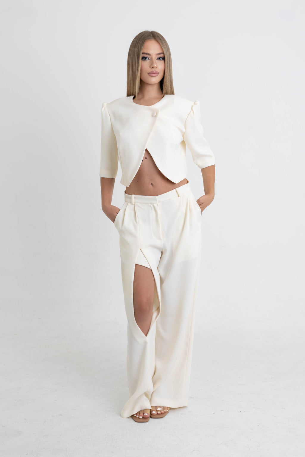 Pearl Cropped Blazer Set